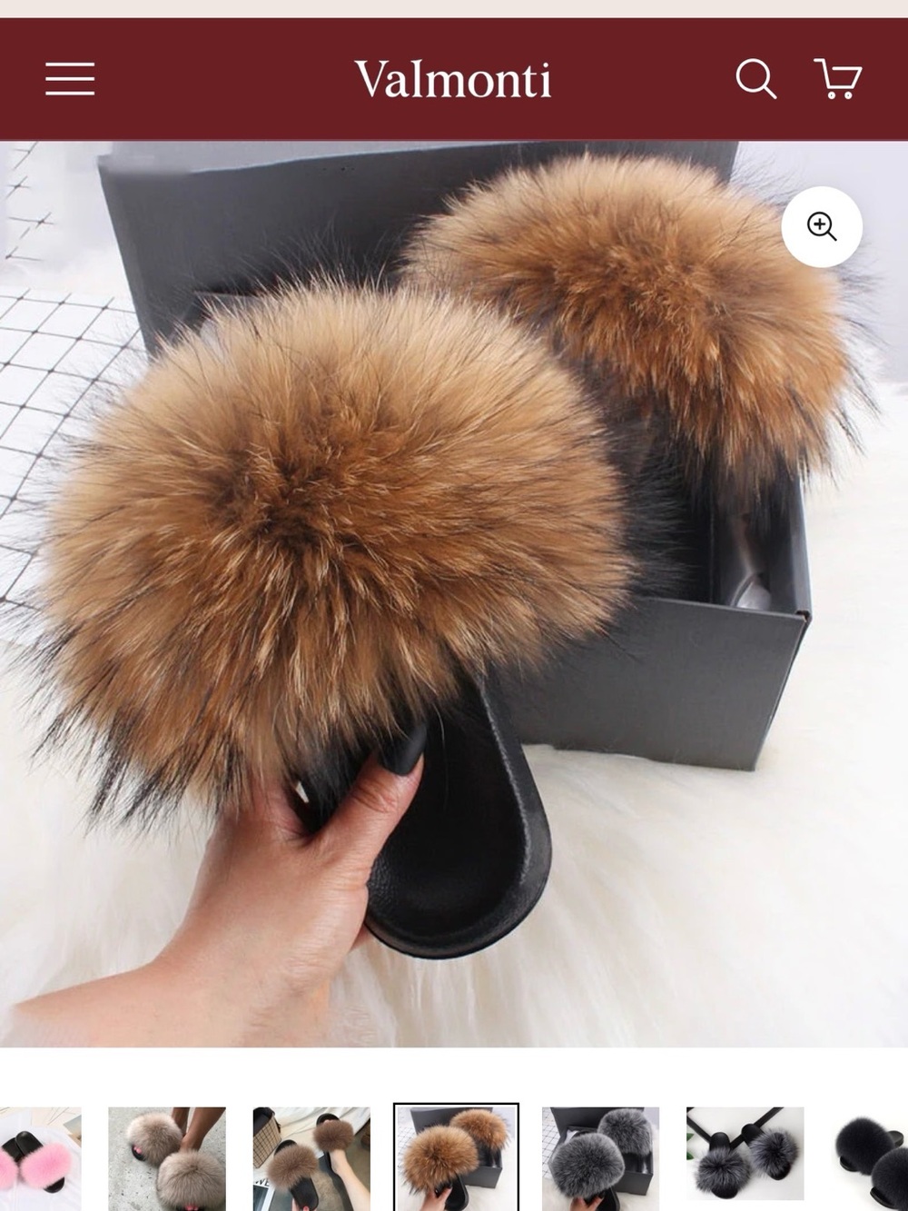 Valmont Women’s Brown Fur Slide Sandals